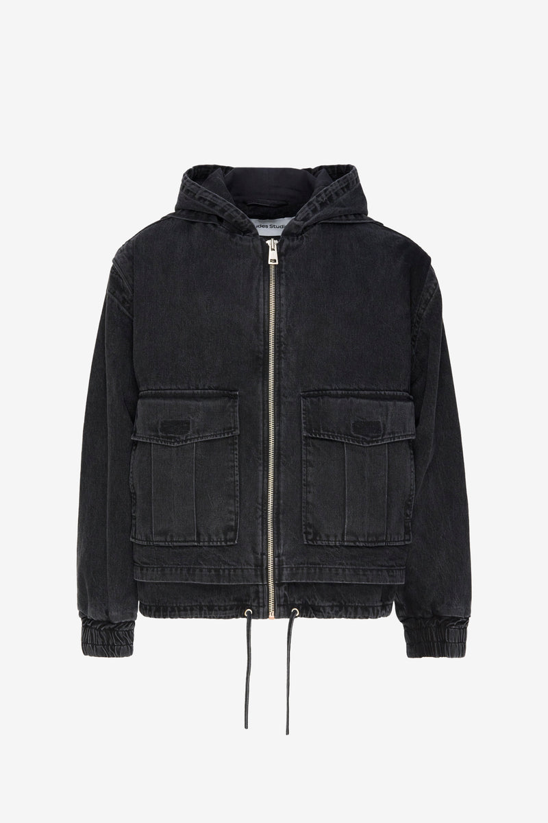 HOODIE DENIM JACKET BLACK BLACK 1