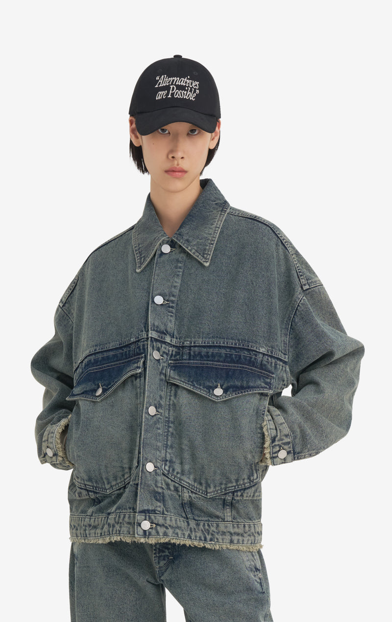 LOOSE DENIM JACKET ACID 42 / CREAM