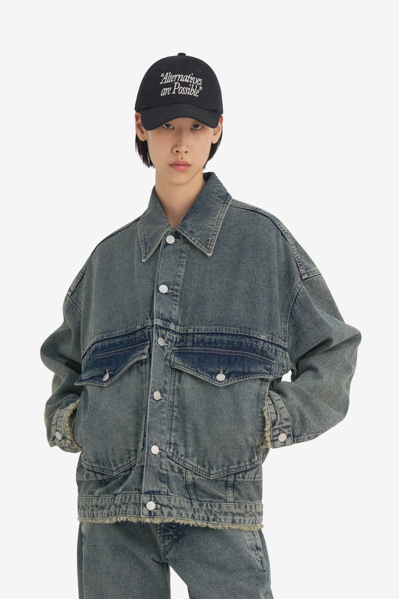 LOOSE DENIM JACKET ACID CREAM 3