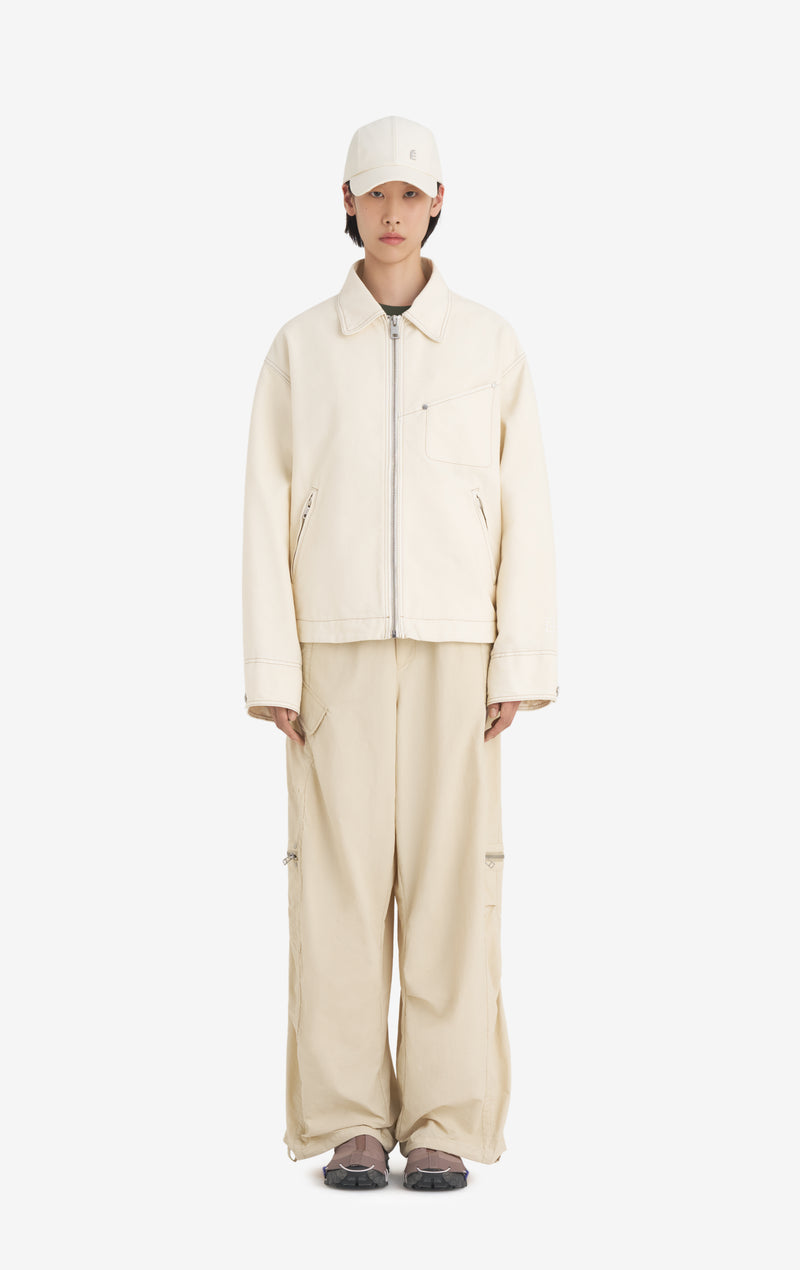 VESTE ZIPPÉE BOXY 42 / BLANC CASSÉ