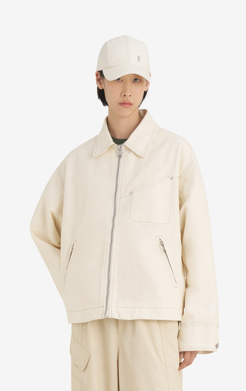 VESTE ZIPPÉE BOXY 42 / BLANC CASSÉ