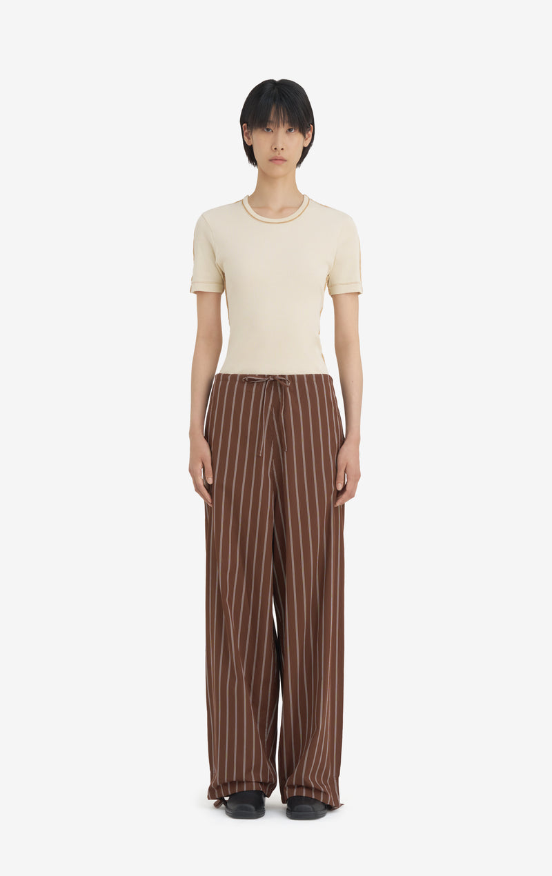 PANTALON CASUAL RAYÉ 46 / DK MARRON