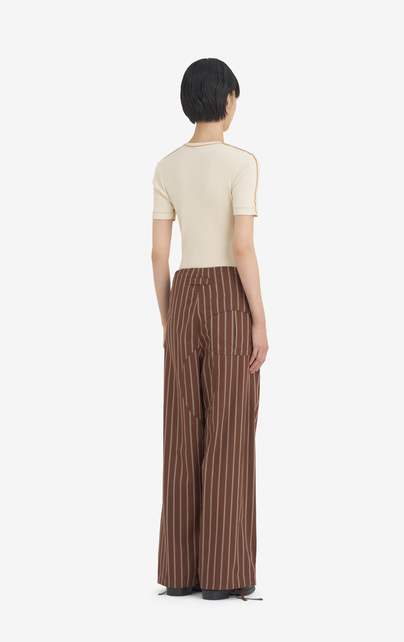PANTALON CASUAL RAYÉ 46 / DK MARRON