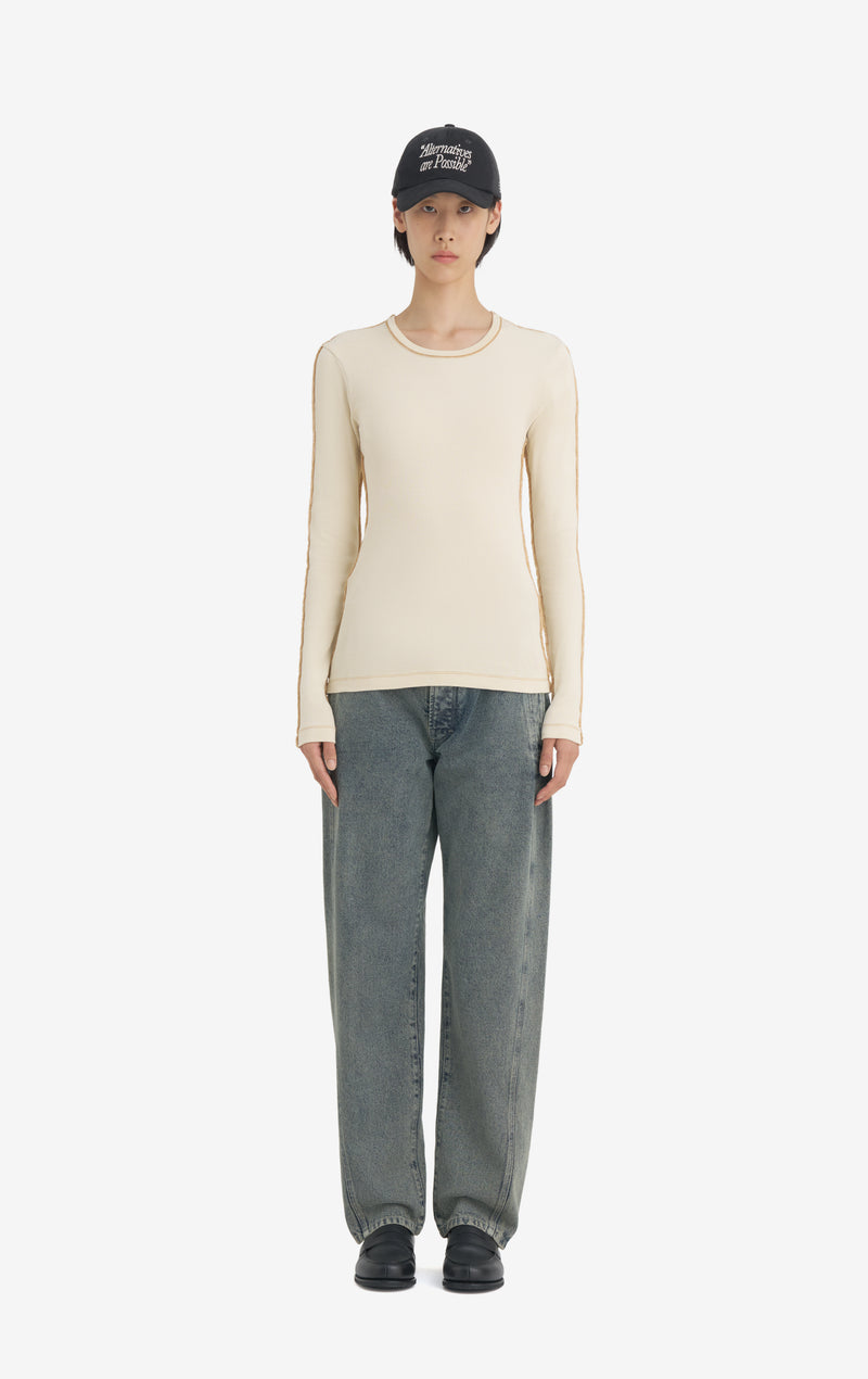 RIB LONGSLEEVE TS WASH XXS / CREAM