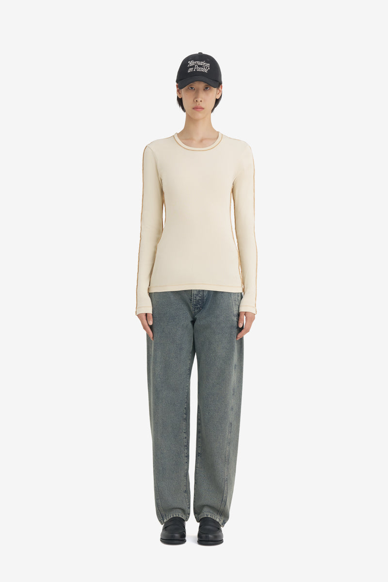 RIB LONG SLEEVES T-SHIRT WASH CREAM 5