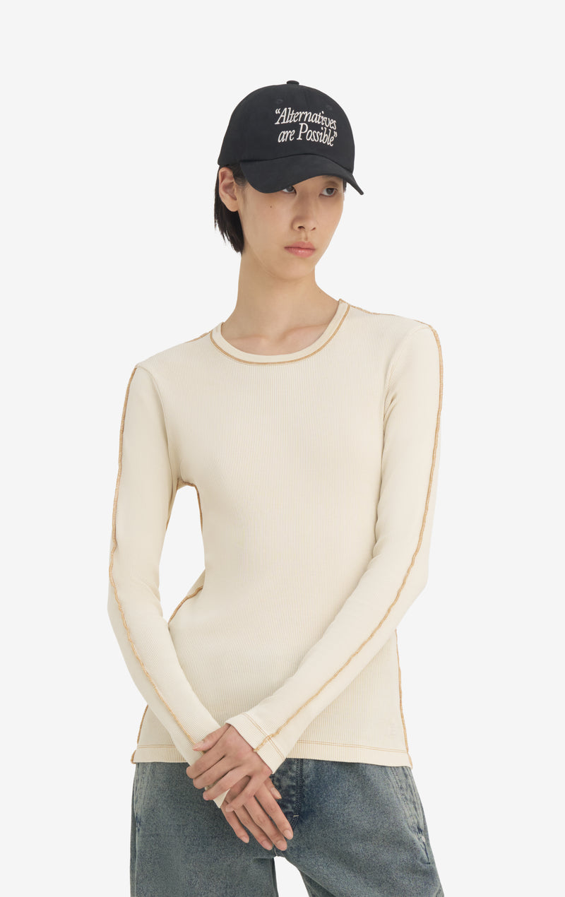RIB LONGSLEEVE TS WASH XXS / CREAM